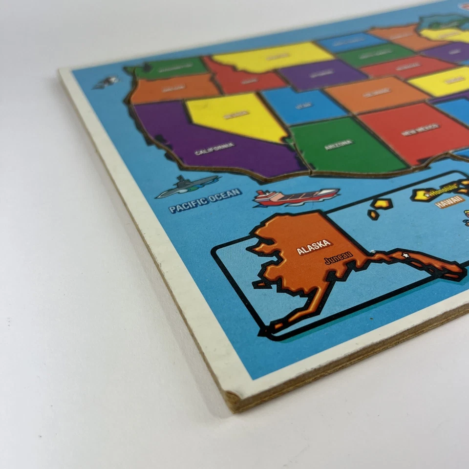Vintage Playskool Puzzle United States Map 1997 Jigsaw Tray Wooden USA - Image 4 of 4