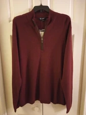 DANIEL CREMIEUX Mens DESIGNER SWEATER Wool LUXURY 1/4 Zip BURGUNDY XXL $125 NWT