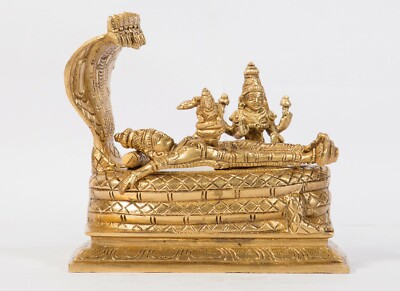 Arihant Craft  Hindu God Lakshmi Narayan Idol Vishnu Statue - 15 cm, Brass, Gold