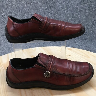 Rieker Shoes Womens 40 Loafers Burgundy Slip On Comfort Casual Low Top Round Toe