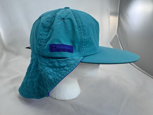 VINTAGE Columbia Outdoor Fishing Boat Sun Shade Neck Flap Wide Bill clip on Hat