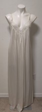 Val Mode Vintage Full Length Nightgown Elegant Piegnoir Lace Flow Plunging V EUC