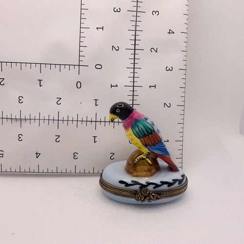 Limoges Box ~ Colorful TROPICAL PARROT ~ France ~ Peint Main - Picture 2 of 9