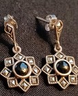 Vintage Marcasite Petite Drop Earrings Black Onyx Sterling Silver BEAUTIFUL  — photo 1