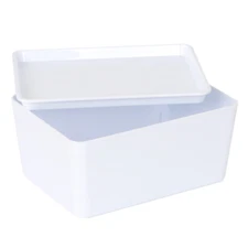 YBM Home Plastic Storage White Organizing Bin with Lid, with Handle