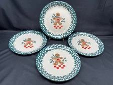 Tienshan Folkcraft "GINGERBREAD" ~ Set of 4 ~ Dinner Plates ~ 10 1/2"