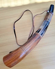 Blowing War Horn Sounding Natural Materials Polished Etched w/ Leather Strap