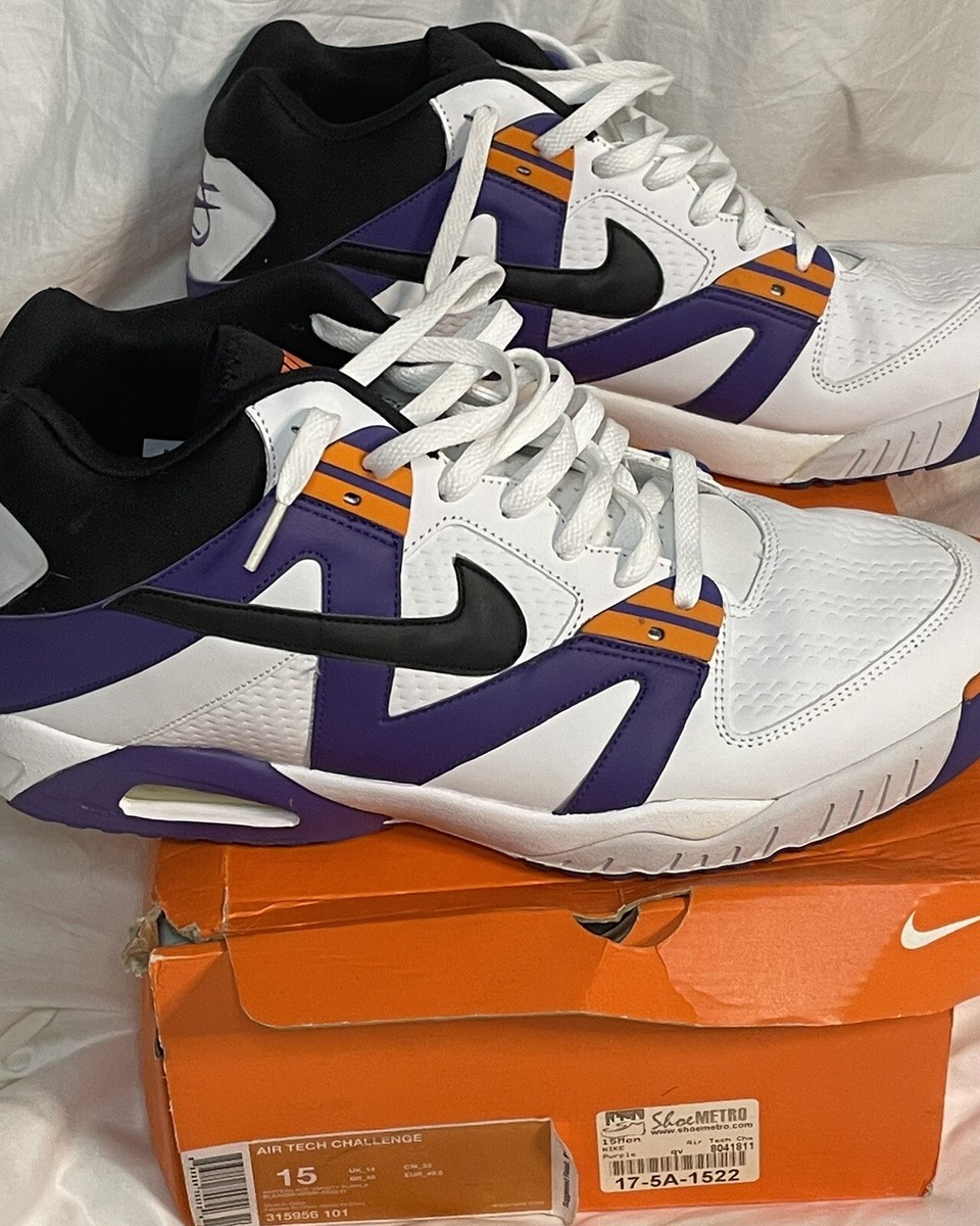 Size 15 - Nike Air Tech Challenge Agassi 2007 Whiteblackvarsity Purple |  eBay