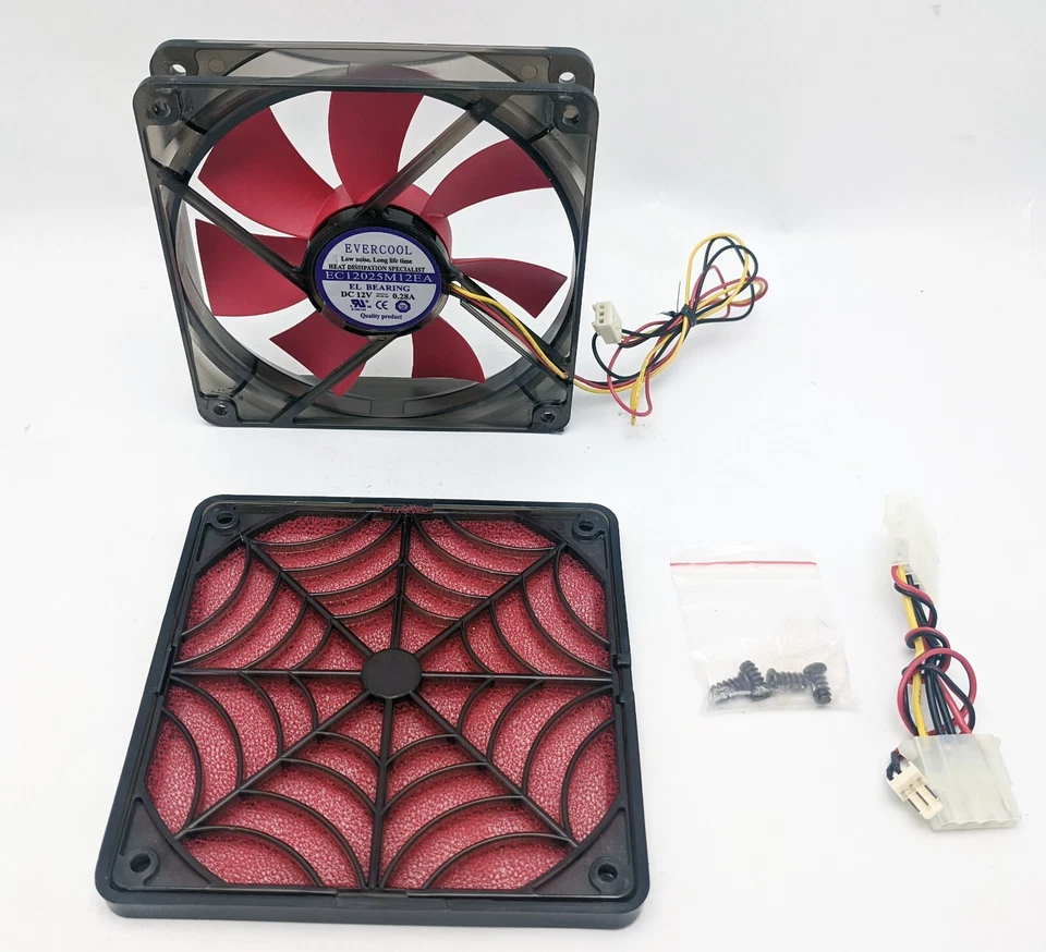 NEW Evercool SFF-12 120mm 3-pin 12V DC Case Fan w/ Spider Anti-Dust Filter - Image 3 of 4