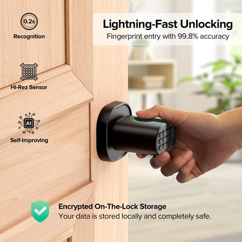 Keyless Entry Door Lock, Fingerprint Door Lock with Keypad Biometric Door Kno... - Picture 3 of 8