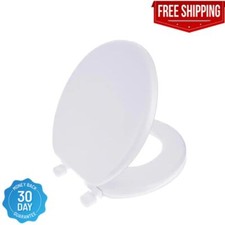 White Closed Front Toilet Seat Round Soft Cushion Padded Heavy Duty Modern Home