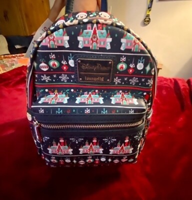 Loungefly Disney Parks Mickey Castle Holiday Mini Backpack 