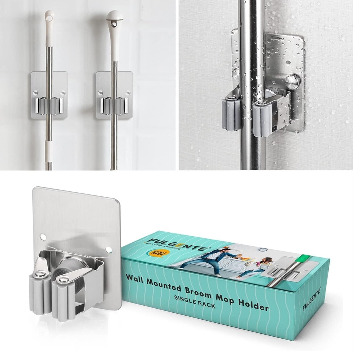 FULGENTE Broom Mop Holder, Wall Mount - Main Image