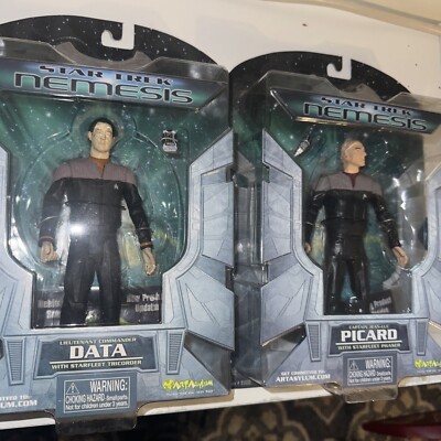 STAR TREK Nemesis Captain Picard Commander Data  7'' Action Figure Art Asylum New