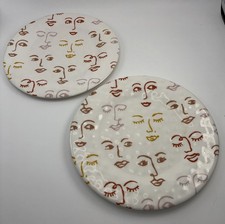 Set Of 2 HD Design Outdoor Abstract Face Melamine Plates