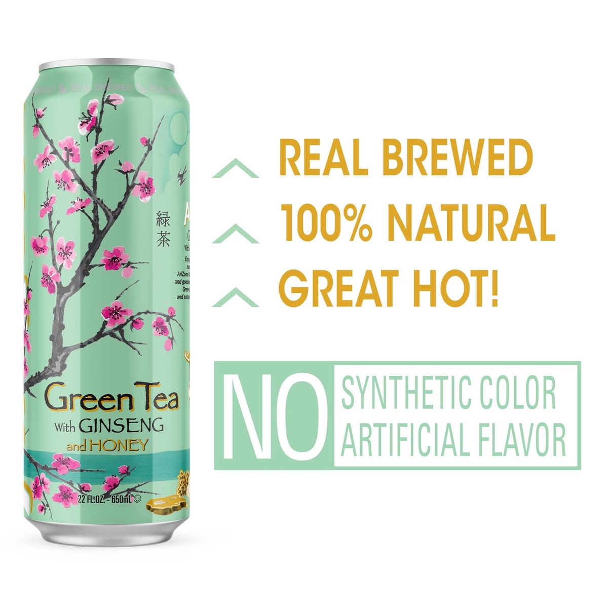 AriZona Green Tea 22 Fl Oz Pack of 12 Real Brewed Teas with