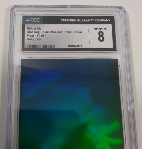 1994 Fleer Amazing Spider-Man 1st Edition Spider-Man Hologram 4 Of 4 CGC 8 NM - Picture 2 of 6