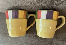 Philippe Richard Rainbow Stripes Coffee/Tea Mugs Set Of 2