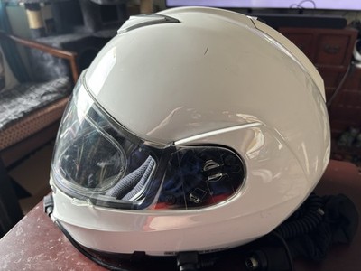HJC Symax2 Motorcycle Helmet With Headset Installed.