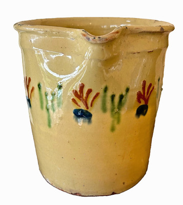 FRENCH ANTIQUE POTTERY CONFIT GLAZE EARTHENWARE TERRACOTTA PITCHER