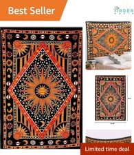 Sun Moon Star Tie Dye Tapestry Cotton Wall Hanging Decor 55x85