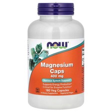 Now Foods Magnesium Caps 400 mg 180 Veggie Caps GMP Quality Assured, Vegan,