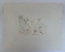 Leonor Fini / GRABADO ORIGINAL "LA FEMME AUX CHATS" [Firmado y numerado]