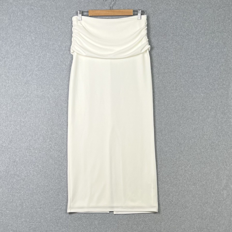Reformation Dress Womens 4 AU 8 White Strapless Midi Cocktail Party Formal