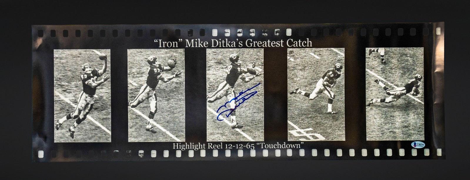 Mike Ditka Autographed Signed Chicago Bears "Iron" "Greatest Ctach 30x10 Poster 12-12-65 BAS L58479 