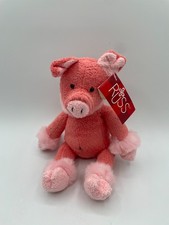 New Russ Shammies POSIE Pig 10" Pink Soft Plush Bean Bag Fur Trim 4098 Chamois
