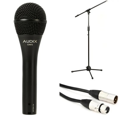 Audix OM5 Hypercardioid Dynamic Microphone Bundle with Stand and Cable