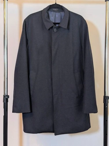 John Varvatos Single Breasted Wool Blend Trench Coat Mens 42R Navy Old Money video thumbnail