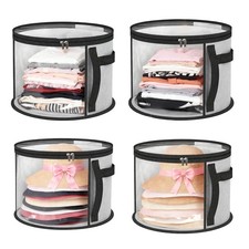 4-Piece Hat Storage Box, a Large-Capacity, Foldable, Transparent and Multi-Fu...