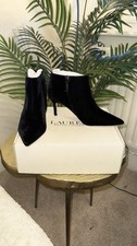Lauren Ralph Lauren Black Suede Ankle Bootie Stiletto Zip Pointed Toe UK 8 B