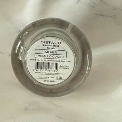 Sistaco Mineral Bond Nail Powder Metallic Glazed Silver New Sealed