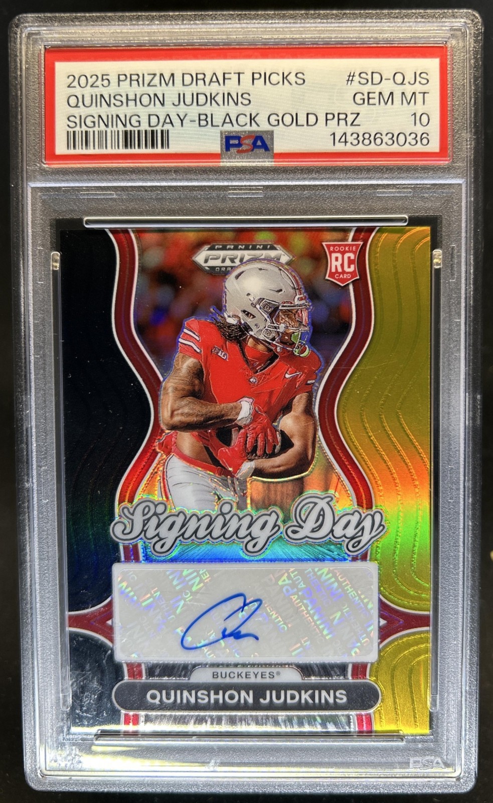 Quinshon Judkins Panini Prizm Draft Picks Signing Day #SDQJS Black Gold