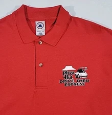 90s Pizza Hut Drive Thru Express Employee Polo Shirt Size Large Retro Delta