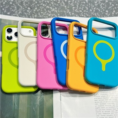 Color Block Magnet Hülle für iPhone 17 16 Pro Max Flüssig Silikon Soft Cover