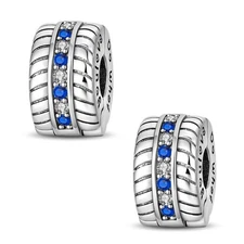 KUNSIR 925 Sterling Silver 2PCS Clip Lock Spacer Stopper Charm Bead For Bracelet