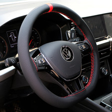 Handmade Microfiber Leather Car Steering Wheel Cover 37-39cm Breathable UK