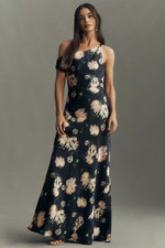 BHLDN Sienna Off-The-Shoulder High-Shine Satin Maxi Dress - Ship From US