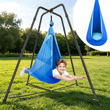 Sensory Swing with Stand for Kids, X-Shaped Frame, 330 Lbs  2 Swings, Autism Po