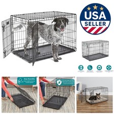 36-Inch Double Door Folding Dog Crate for Medium-Large Breeds, Secure  Portable