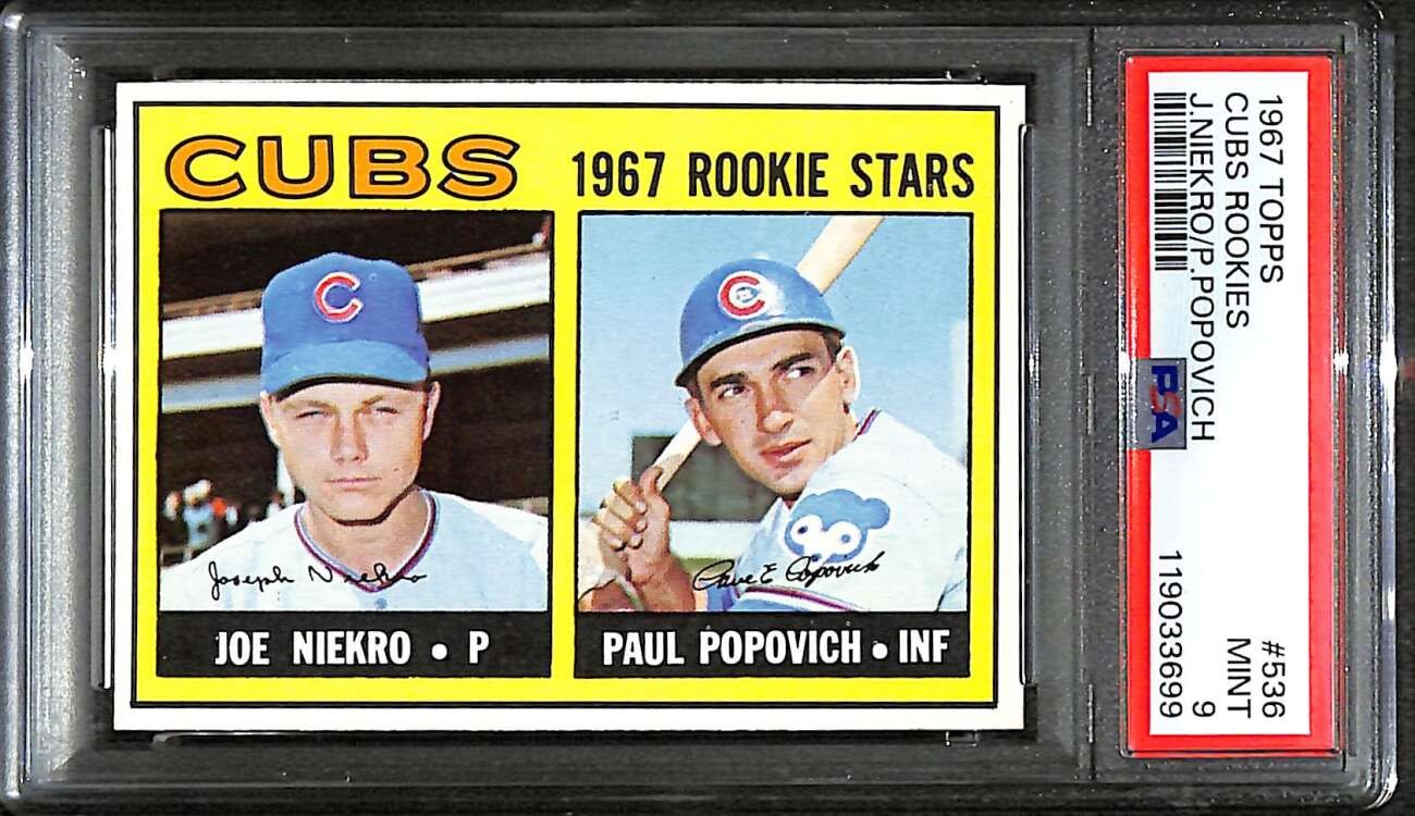 1967 Topps #536 Joe Niekro/Paul Popovich Rookie Stars PSA 9 MINT C100340