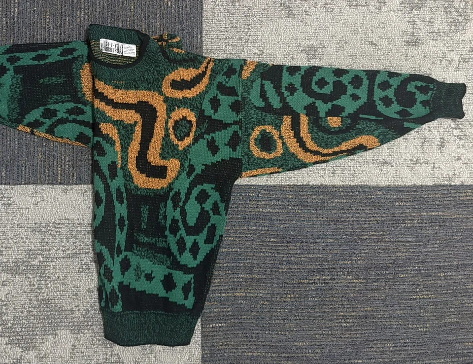 Suéter de cuello redondo tejido City Streets vintage de los años 90 / cuello redondo de los 90 / Preppy Foto 4 de 4