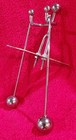 Vintage Rocking Metal Skiing Figure paperweight or desk.  NO BASE — photo 1