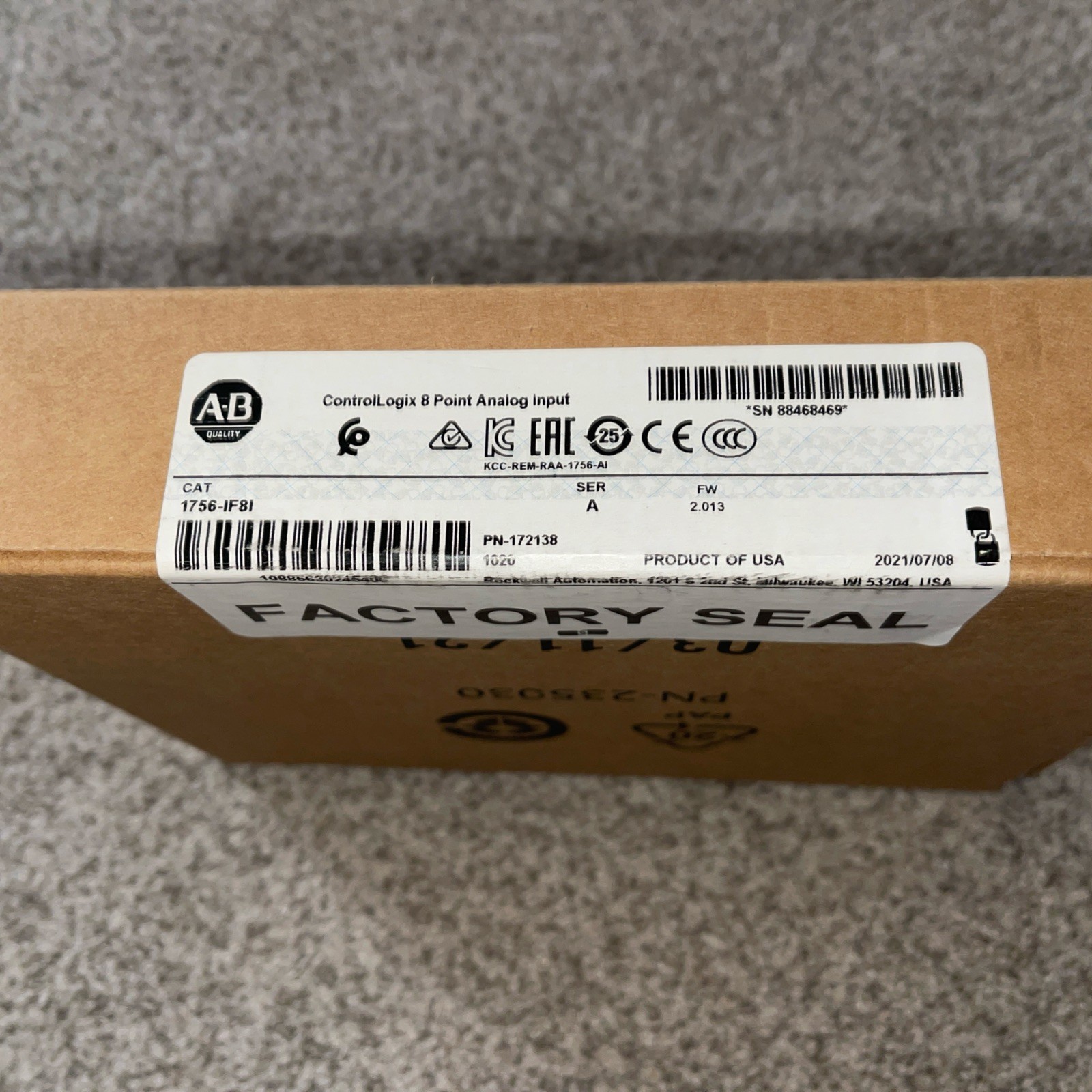 New Factory Sealed AB 1756-IF8 / A Controllogix 8 Point A/I Analog Input Module