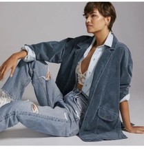 NWT Pilcro by Anthropologie Oversized Corduroy Blazer in Dark Slate, Size S