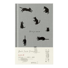 Midori Book-Style Diary 2026 B6 Weekly Cat Pattern Gray 22377006 Starting