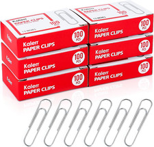 Paper Clips, 600 Pcs Paperclips 6 Boxes of 100 Each , Premium Paper Clip, 1-2/7